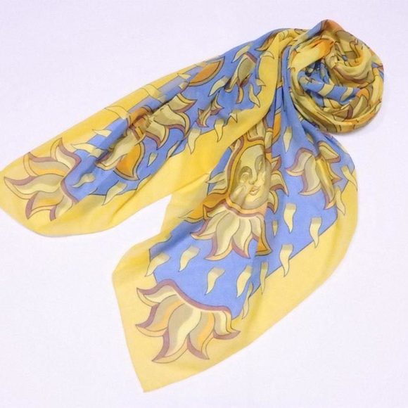 Hermes HERMES shawl stole scarf cotton yellow x multicolor ladies - Picture 3 of 5